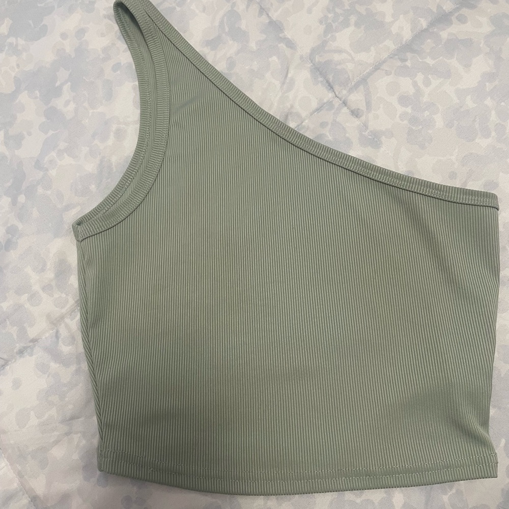 SHEIN Asymmetrical Ribbed Tank in Sage